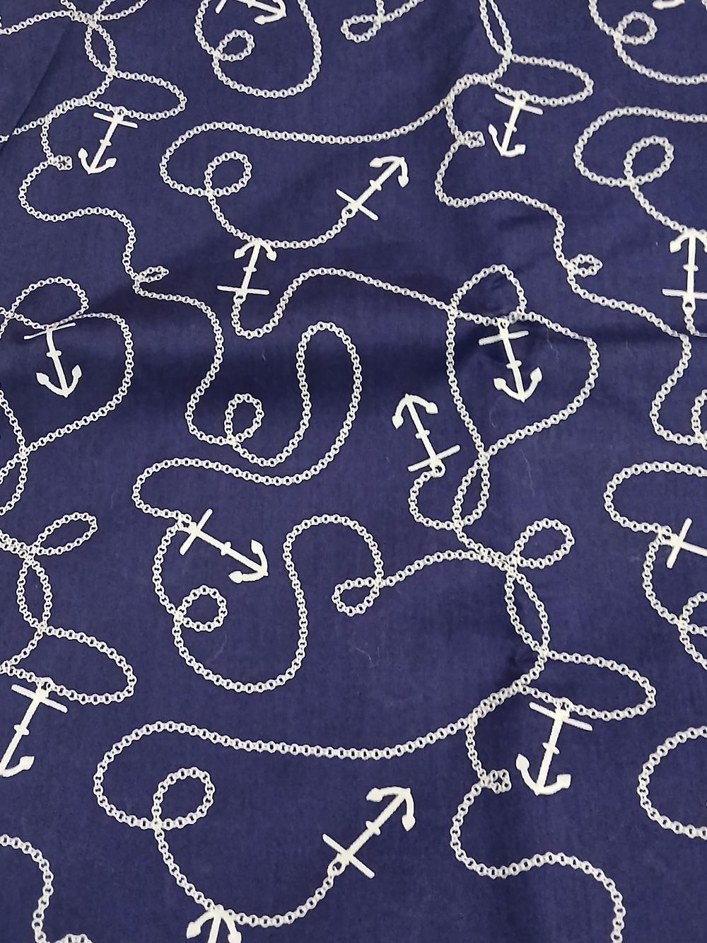 Nautical Anchor Print fabriv in Navy and White - 4 yards